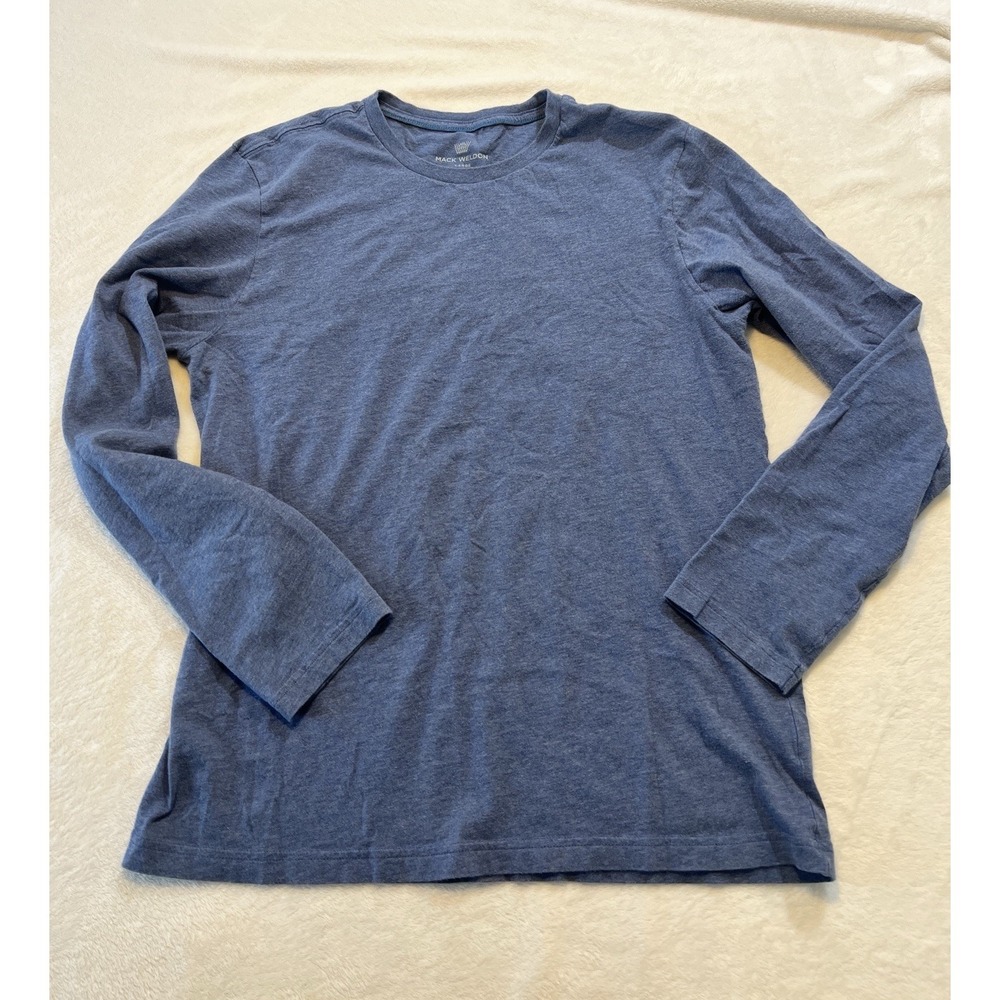 Mack Waldon Pima Blue Long Sleeve Crew Neck T-Shirt Large